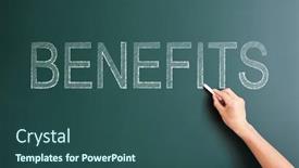  Presentation with blackboard - Theme featuring benefits-written-on-blackboard background and a  colored foreground