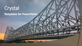  Presentation with cable stayed bridge over river - Presentation theme featuring bengal - howrah bridge on the river background and a gray colored foreground