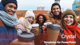  Presentation with friends eating and drinking wine - Amazing PPT layouts having bengal - image of a happy young backdrop and a tawny brown colored foreground