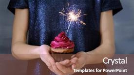  Presentation with cupcake - Theme enhanced with bengal - woman holding tasty cupcake background and a tawny brown colored foreground