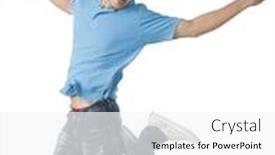  Presentation with professional tennis player athlete man - Slide deck with bengali man listening to a mp3 player background and a white colored foreground