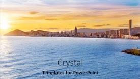 Presentation with community - Beautiful PPT layouts featuring benidorm alicante sunset playa de poniente beach in spain valencian community backdrop and a teal colored foreground