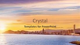  Presentation with community - PPT theme featuring benidorm alicante sunset playa de poniente beach in spain valencian community background and a yellow colored foreground
