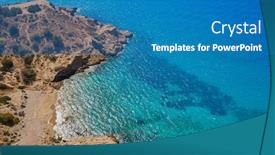  Presentation with mediterranean - Theme with benidorm-cala-tio-ximo-beach background and a teal colored foreground