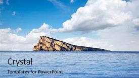  Presentation with mediterranean - PPT layouts featuring benidorm island in mediterranean alicante of spain background and a light blue colored foreground