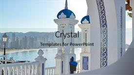  Presentation with mediterranean - Colorful slides enhanced with whitewashed fence - benidorm mirador del castillo mediterranean backdrop and a light blue colored foreground