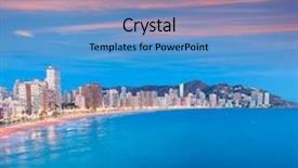  Presentation with community - Slide set featuring benidorm sunset alicante playa de levante beach in spain valencian community background and a coral colored foreground