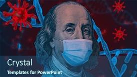  Presentation with ben franklin - PPT theme with benjamin-ben-franklin-isolated-face background and a ocean colored foreground