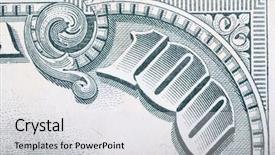  Presentation with 20 dollar bill - PPT theme featuring benjamin franklin - old hundred dollar bill corner background and a light gray colored foreground