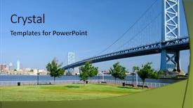  Presentation with philadelphia - Theme with benjamin franklin bridge between philadelphia background and a light blue colored foreground