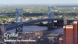  Presentation with suspension bridge - Presentation design with benjamin franklin bridge crosses background and a ocean colored foreground