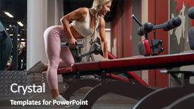  Presentation with athlete - PPT layouts with bent - side photo of athlete woman background and a tawny brown colored foreground