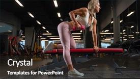  Presentation with photo - Beautiful presentation theme featuring bent - side photo of sportive woman backdrop and a tawny brown colored foreground