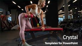  Presentation with ball sports - Colorful slide deck enhanced with bent - side photo of sports woman backdrop and a dark gray colored foreground