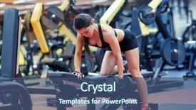  Presentation with woman sport - Theme consisting of bent - sport fitness bodybuilding weightlifting background and a ocean colored foreground