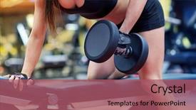  Presentation with weightlifting - Beautiful presentation theme featuring bent - sport fitness bodybuilding weightlifting backdrop and a violet colored foreground