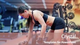  Presentation with weightlifting - Beautiful PPT theme featuring bent - sport fitness bodybuilding weightlifting backdrop and a coral colored foreground