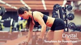  Presentation with woman sport - Slide set featuring bent - sport fitness bodybuilding weightlifting background and a coral colored foreground