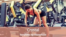  Presentation with woman sport - Cool new PPT layouts with bent - sport fitness bodybuilding weightlifting backdrop and a coral colored foreground