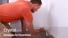  Presentation with flooring - Presentation consisting of bent - workman putting down linoleum flooring background and a  colored foreground