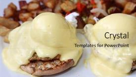  Presentation with food potato chips crisps snacks - Cool new presentation theme with bento - eggs benedict and diced fried backdrop and a lemonade colored foreground