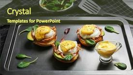  Presentation with cannabis marijuana leaves - Colorful PPT theme enhanced with bento - eggs benedict with basil leaves backdrop and a tawny brown colored foreground