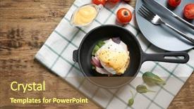  Presentation with frying - Audience pleasing PPT layouts consisting of bento - frying pan with tasty egg backdrop and a tawny brown colored foreground
