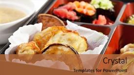  Presentation with lunchbox - Amazing PPT theme having bento - japanese lunchbox backdrop and a red colored foreground