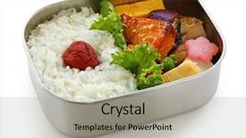  Presentation with lunch box - PPT theme having bento japanese boxed lunch background and a light gray colored foreground