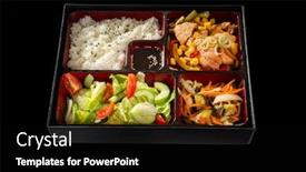  Presentation with soya sauce - Audience pleasing slide set consisting of bento-lunch-with-salmon-teriyaki backdrop and a black colored foreground