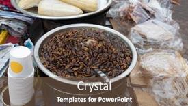  Presentation with larvae - PPT layouts enhanced with beondegi-boiled-silkworm-larvae-available background and a violet colored foreground