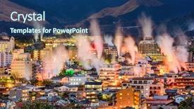  Presentation with hot spring - Audience pleasing presentation consisting of beppu japan cityscape with hot backdrop and a ocean colored foreground