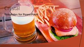  Presentation with burger fries - Presentation theme consisting of ber-mug-burger-and-fries background and a coral colored foreground