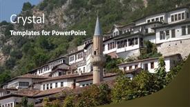  Presentation with albania - Beautiful presentation design featuring berat-albania-october-01-2016 backdrop and a dark gray colored foreground