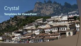  Presentation with albania - PPT theme having berat-albania-october-01-2016 background and a ocean colored foreground