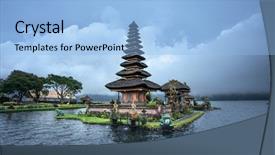  Presentation with history indonesia - Presentation design consisting of beratan lake bali indonesia background and a light blue colored foreground
