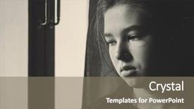  Presentation with sad teen - Slide set having bereavement - sad lonely teen girl background and a gray colored foreground