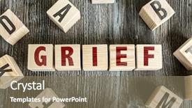  Presentation with bereavement - PPT theme featuring bereavement - wooden blocks with the text background and a violet colored foreground