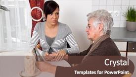  Presentation with bereavement - Slide deck with bereavement - young woman comforting a widow background and a tawny brown colored foreground