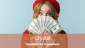  Presentation with red and blue smoke - Beautiful PPT theme featuring beret holding bunch of money backdrop and a coral colored foreground