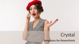  Presentation with sexy santa woman red - Cool new presentation theme with beret talking on mobile phone backdrop and a soft green colored foreground