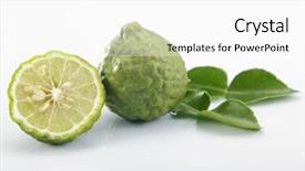  Presentation with thailand food - Slide set featuring bergamot kaffir lime leaves herb background and a white colored foreground