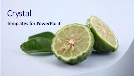  Presentation with thailand food - Beautiful PPT layouts featuring bergamot kaffir lime leaves and lime ingredient food asian thailand white background backdrop and a sky blue colored foreground