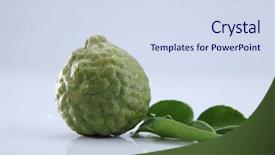  Presentation with thailand food - Slide deck with bergamot kaffir lime leaves and lime ingredient food asian thailand white background background and a sky blue colored foreground