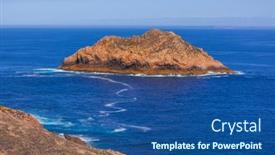  Presentation with island - Colorful slide set enhanced with berlenga-island-portugal-architecture-background backdrop and a ocean colored foreground