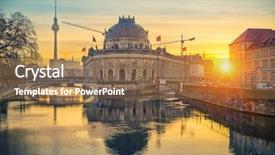  Presentation with museum - Slides with berlijn - museum island on spree river background and a coral colored foreground