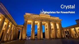  Presentation with sunset - PPT layouts having berlin brandenburg gate brandenburger tor background and a royal blue colored foreground