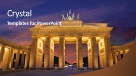  Presentation with sunset - Slide deck enhanced with berlin brandenburg gate brandenburger tor background and a navy blue colored foreground