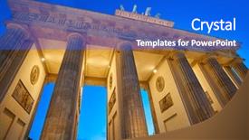  Presentation with school house gate - Slide deck consisting of berlin brandenburg gate brandenburger tor background and a cobalt blue colored foreground