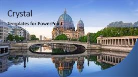  Presentation with dawn - Cool new slides with berlin cathedral berliner dom reflected backdrop and a light blue colored foreground